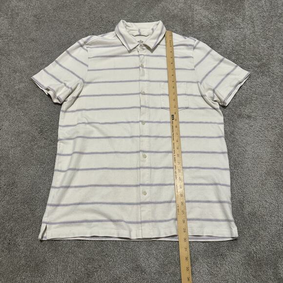 Marine Layer Polo Shirt Men’s Size Large Short Sleeve Cotton Striped White - Picture 4 of 5